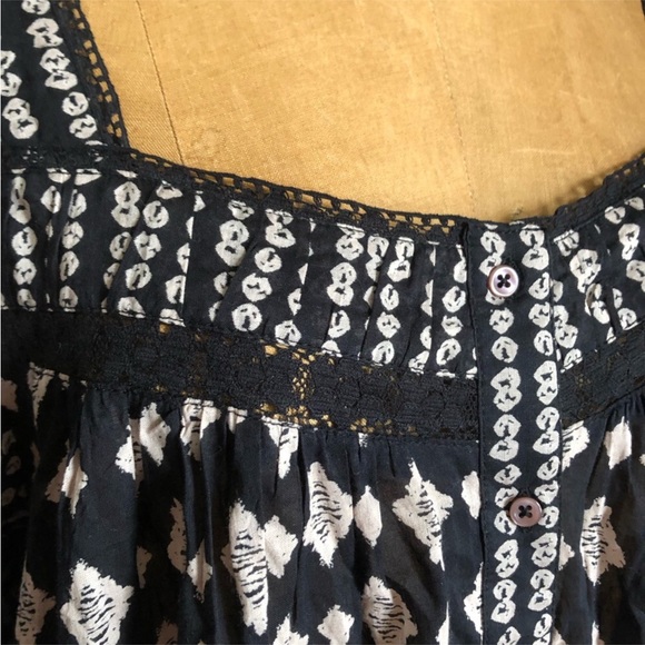 [Freepeople] Black White Printed Lace Button down  Oversized Boho Dresse - Picture 8 of 13